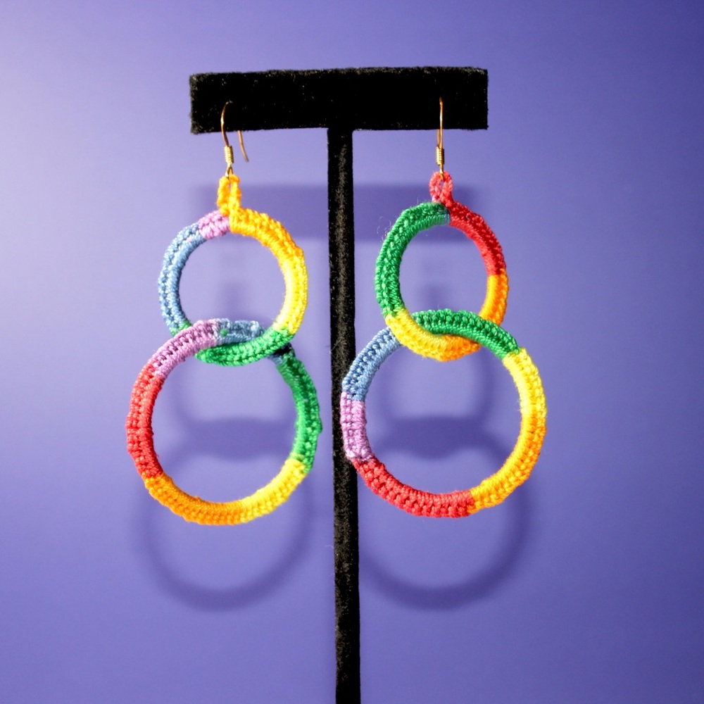 Colorful Crochet Hoop Earrings